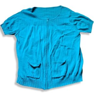 Zip-front Short-sleeve Cardigan